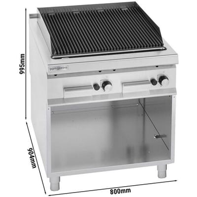 GGM Gastro Gas Lavasteingrill - 18 kW - Gusseisenrost Zilver