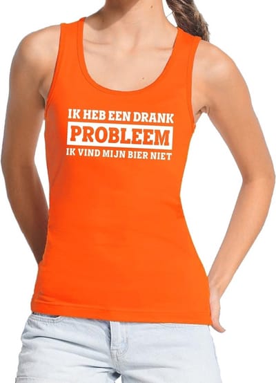 Oranje Ik heb een drankprobleem tanktop / mouwloos shirt voor dames - Koningsdag kleding S