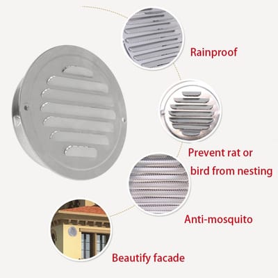 Rond Ventilatiescherm Wit 100mm met Insectennet voor Binnen en Buiten Ventilatie