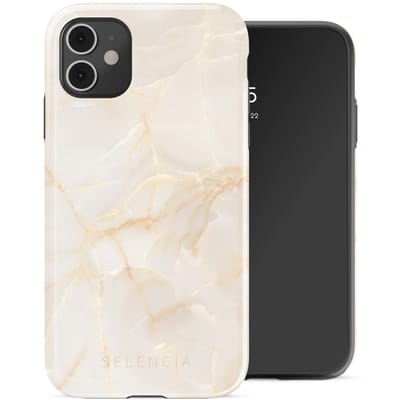 Selencia Hoesje - Geschikt voor Apple iPhone 11 - Backcover - Golden Beige Marble