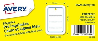 Geperforeerde Etiketten voor Frame - 1000 stuks - 31x46mm - Wit