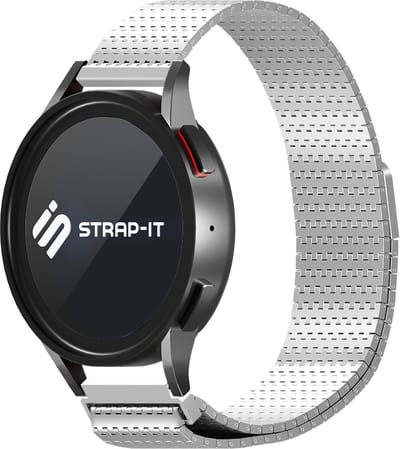 Strap-it Smartwatch bandje 22mm - Luxe metalen mesh bandje - geschikt voor Samsung Galaxy Watch 1 46mm / Watch 3 45mm / Gear S3 - Vantage M / Grit X - OnePlus Watch - Huawei Watch GT 1/2/3/4 46mm / GT 5 (Pro) - 46mm / GT 2 Pro / Watch 3 - zilver
