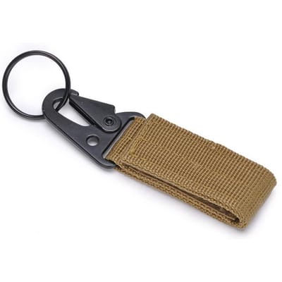 1PC Outdoor Tactische Nylon Webbing Karabijnhaken Gesp Sleutelhanger Multifunctionele Bergsport Olecranon Haak MOLLE Sleutelhanger Khaki