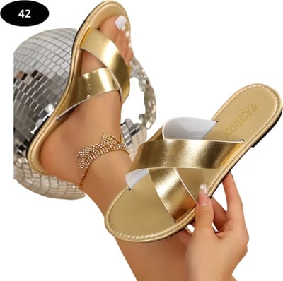 Livano Slippers Dames - Teenslippers - Flip Flops - Comfortabel - Zomer - Goud 42