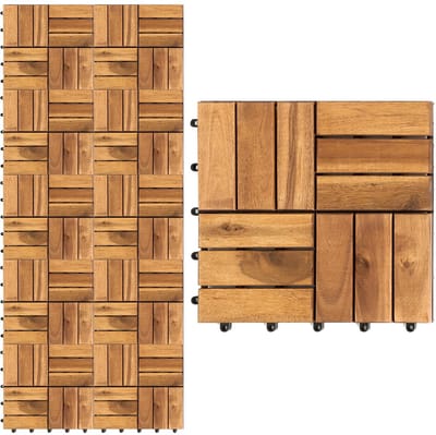 Houten Terrastegels - Vlondertegels Balkon - Buiten Leven - Snel Kliksysteem - 30x30 cm - Natuurlijk Hout