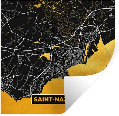 Muurstickers - Sticker Folie - Frankrijk – Plattegrond – Kaart – Saint-Nazaire – Stadskaart - 100x100 cm - Plakfolie - Muurstickers Kinderkamer - Zelfklevend Behang XXL - Zelfklevend behangpapier - Stickerfolie