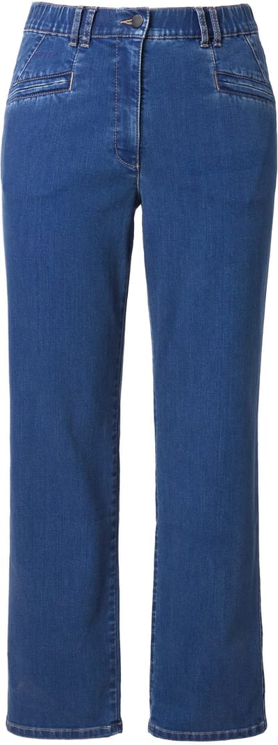 Ulla Popken - Dames - Jeans Mony smal toelopende pijp ritszakken - Blauw denim - Maat 50