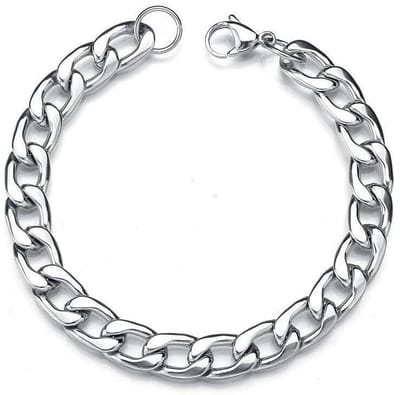 Cuban Link Heren Armband - Zilver Kleurig - 7mm - Staal - Schakelarmband - Armbanden - Papa Cadeau Voor Mannen - Vaderdag