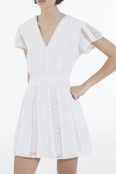 The Kooples Short Dress With Flipping Sleeves Off White Maat: 38 | Mini Jurken Outlet | Dames | Wit