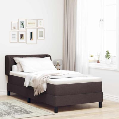 vidaXL - Boxspring - bed - met - hoofdeinde - Donkerbruin - 90 - x - 190 - cm - Stof
