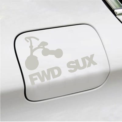 Bumpersticker - FWD SUX - 12,2 X 18 - Zilver