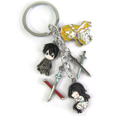 Sword Art Online Anime Médaillon Métallique Porte-clés Asuna Kirito Yui Porte-clés Voiture Sac à Dos Décoration Accessoires Cadeau Jouet white