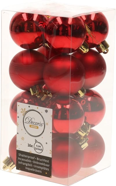 Kerstballen 66x stuks met ster piek - rood - kunststof 4, 5, 6, 8, 10 cm