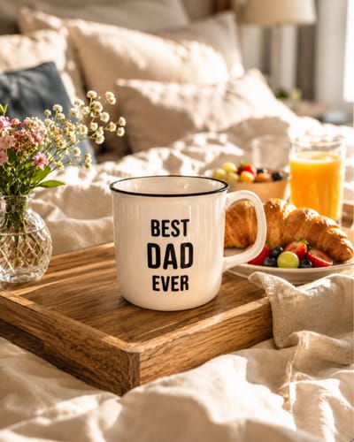 Home Mok - Best Dad Ever - Vaderdag - Message on a Mug - aardewerk - wit/zwart