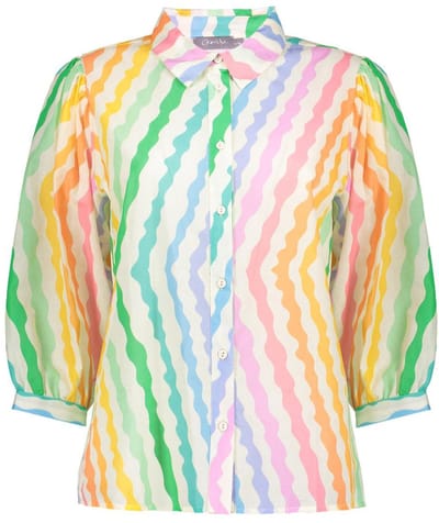 Geisha Blouse Blouse 53467 20 Off-white/yellow/coral Dames Maat - S