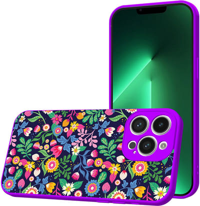 Smartphonica Telefoonhoesje Geschikt voor iPhone 13 Pro met Bloemen opdruk - TPU Back Cover Case Flower Design - Paars geschikt voor iPhone 13 Pro