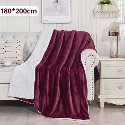 Bovista Deken - Pluche - Wollen - Dekentje - Fleece - Plaid - Knuffeldeken - Bank Deken - 2 Persoons Groot - Bordeaux Rood