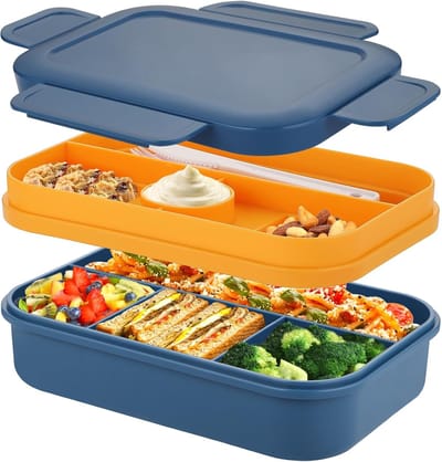 Lunchdoos Volwassenen,2000ml Bento Box met compartimenten,Lunchdoos voor volwassenen,Lunchcontainer Brooddoos met Bestek,Snackbox Sandwich Box Brotdose mit Fächern