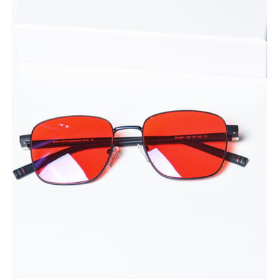 SHINU Lunettes Hommes Dames Y2k Lunettes Rouges Verres Orange pour les Yeux Anti Lumière Bleue Lunettes Femme Aident à Mieux Dormir Lunettes à Verres Rouges red