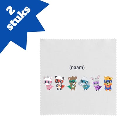 Akyol - dieren superhelden met eigen naam brillendoekjes - Superhelden - kinderen - leuke cadeau voor iemand die van houdt van superhelden - verjaardagscadeau - kado - gift - 17,8 bij 17,8 cm - 2 stuks