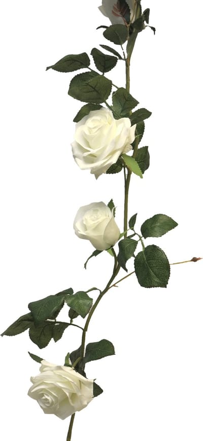Bellatio Design Kunstbloem slinger rozen - 145 cm - wit - bruiloft versiering - guirlande - decoratie