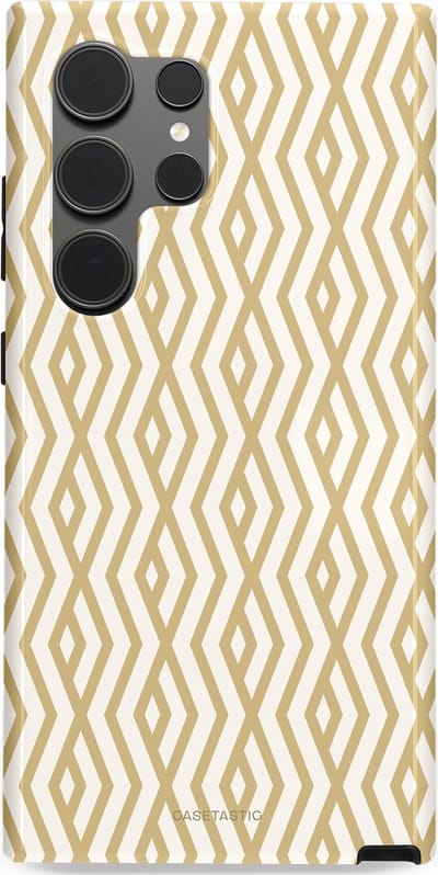 Casetastic Hoesje Geschikt voor Samsung S24 Ultra - Stijlvolle Beschermende Duo-layer Case - Art Deco Goud