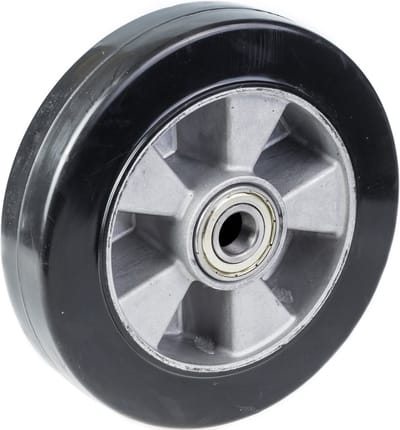 200 mm (8 inch) zwart rubberen wiel met aluminium hart, draagvermogen 900 kg, set van 2