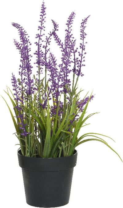 Everlands Lavendel kunstplant in pot - fuchsia paars - D15 x H30 cm