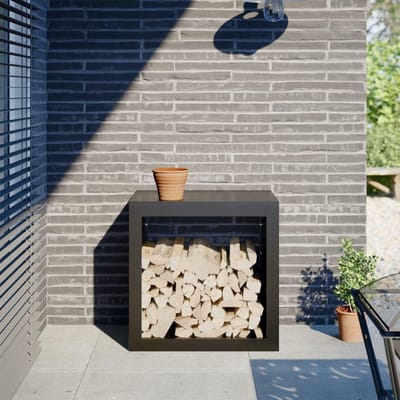 Houtrek Staal - Houtopslag Stapelaar - Haardhout Opslaan - Verbeterde Luchtcirculatie - 60 x 40 cm - Zwart