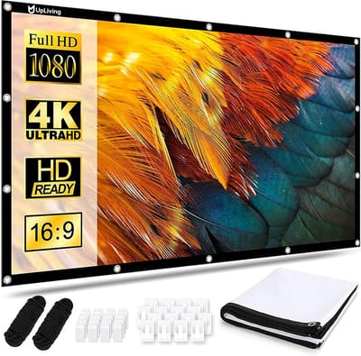 Projectiescherm - Beamerscherm Mobiel - Film Avond Thuis - Zwarte Maskeer Rand - 120 Inch 16:9 - Wit