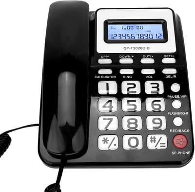 OmGoods - Dailygoody - Desktop-bekabelde telefoon - Vaste telefoon met luidspreker - Zwart - Beller-ID-weergave - Geschikt voor thuisgebruik - Model GY-T2020CID
