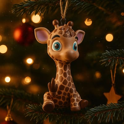 AnimalsAttitude – Kleine Baby Giraffe Kersthanger met Middelvinger – 3D-geprint PLA Beeldje – Humoristische Kerst Decoratie