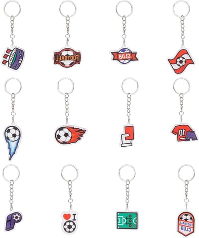 Creatieve Voetbal Sleutelhangers Set van 12 Stuks voor Sportthema Feestjes en Verjaardagen, Perfecte Goodie Bag Vullingen in Meerdere Kleuren