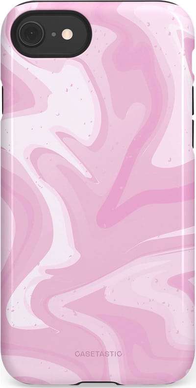 Casetastic hoesje geschikt voor Apple iPhone SE / Apple iPhone 7 / Apple iPhone 8 - Dubbellaagse bescherming - Zoet Roze Marmer - Fashion Case - Lichtroze Wit