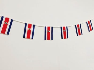 Vlaggenlijn Costa Rica 40 stuks - 11,4 meter - waterproof - perfect voor feestdecoratie - ShopVlot