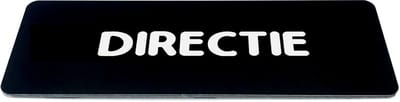 Deurbordje met Tekst directie - Zwart/wit met ronde letter - Formaat 150mm x 50mm x 1,6mm - zelfklevend