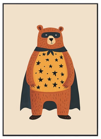 No Filter - Poster voor Baby- en Kinderkamer - Superheld Beer - Hero Beer - A3 (30x40 cm) - 250 grams papier - Kinderkamer decoratie