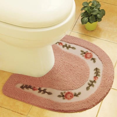 50X50Cm Landelijke U-vormige toiletbrilkussenhoes, toiletwaterabsorberende vloermat, deurmat, waterdichte en antislip voetmat, badkamertapijt
