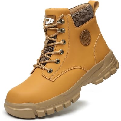Chaussures de sécurité Chaussures de travail Embout en acier Hommes Bottes de travail anti-perforation Bottes de protection anti-écrasement Sécurité indestructible Légère 43 jaune