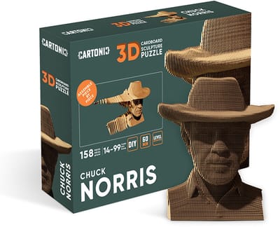 CARTONIC- 3D puzzel- Chuck Norris- Speelgoed- Puzzel-DIY- Creatief- Karton- Kinderen en volwassen- 3D- puzzel