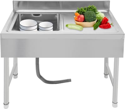 Multifunctionele RVS Keukensink 100 x 50 x 80 cm - Ideaal voor Werktafel, Camping en Thuisgebruik