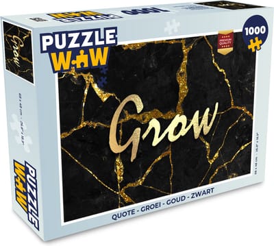 Puzzel Quote - Groei - Goud - Zwart - Legpuzzel - Puzzel 1000 stukjes volwassenen