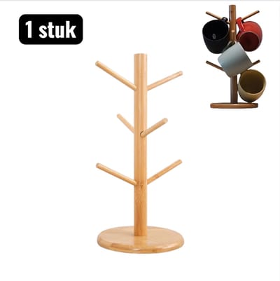 1 stuk - Afdruiprekken - Bamboe Druiprek voor Mokken - Meerdere Lagen Keuken Opbergrek voor Koffiekopjes en Glazen， Ruimtebesparend en Natuurlijk Design voor Aanrecht