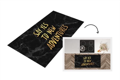 Keukenloper - Loper keuken - Quotes - Avontuur - Zwart - Goud - 120x60 cm - Keukenloper vinyl