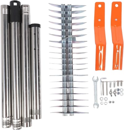 Verticuteerhark Gazon - Riethoven Hark - Gazon Onderhoud - 19 Gebogen Stalen Tanden - 37.5 cm Breed - Metaal