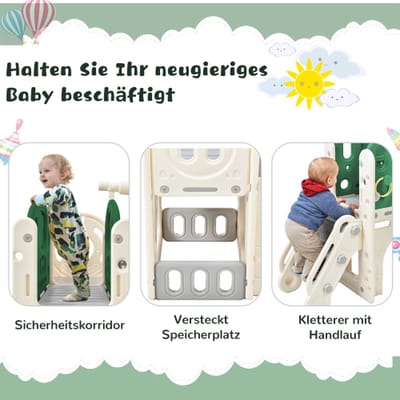 Combinatieglijbaan voor kinderen - met lange glijbaan, opbergbox, tunnel, ladder, basketbalhoepel en doorgangszone - glijbaan voor kleine kinderen - Gemakkelijk in elkaar te zetten en handig op te bergen - Hoge kwaliteit
