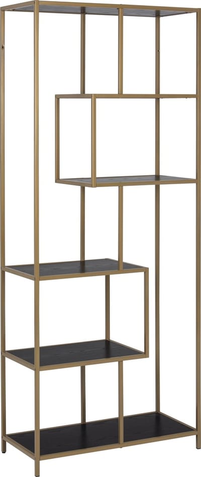 Giga Living Boekenkast Varven - Zwart/Goud - 77x35x185cm