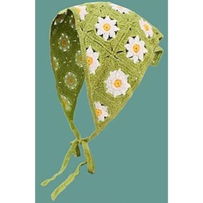 Bandeau Tricoté Triangle Mode Fait Main Crochet Petite Fleur Foulard Chapeau Style Pastoral Français Bandeau Serviette Filles E beige