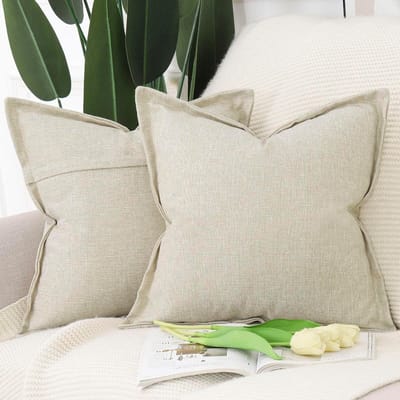 Set van 2 Linnen Kussenslopen met Brede Rand 50x50 cm - Zacht & Decoratief