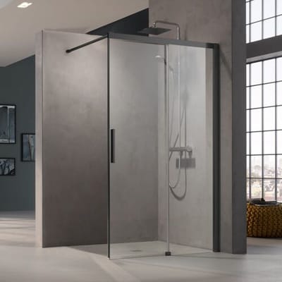 Kermi Dark Edition WALK-IN NICA Wall sliding door 140 x 200 cm, stop right NIJ2R140203AK